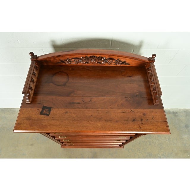 Herter Brothers Style Antique Eastlake Victorian Carved Walnut and Burl Wood Highboy Dresser, Circa 1880s For Sale - Image 14 of 17