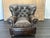 2010s Rh Churchill Leather Chair With Nailheads Vintage Ebony Leather | Down-Feather Fill | Classic Depth For Sale - Image 5 of 18