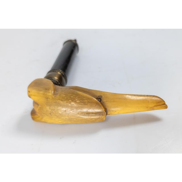 19th Century Victorian Carved Water Buffalo Horn Parasol Handle in the Form of Greyhound For Sale - Image 4 of 8