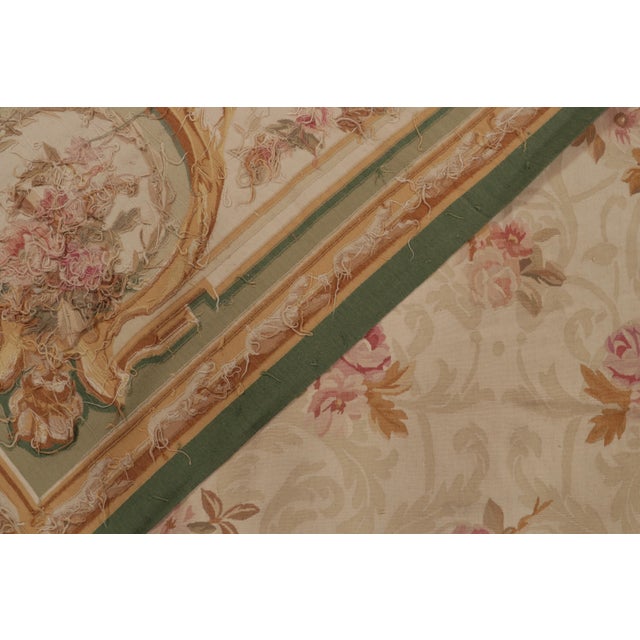 Beige Rug & Kilim’s Aubusson Style Flat Weave in Beige, Brown and Pink Floral Pattern For Sale - Image 8 of 8