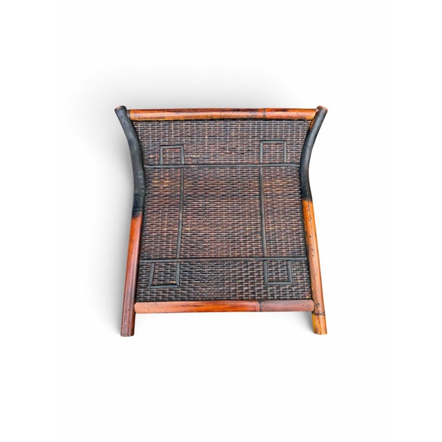 Wood Oversized Vintage French Tortoise Rattan Planter Featuring a Curved, Flared Shape and Thick Bamboo Trim. For Sale - Image 7 of 11