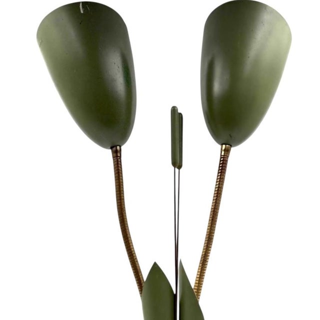1970s 1970s Mid-Century Modern Green Lily Shaped Lamp For Sale - Image 5 of 7