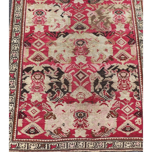 Long Antique Caucasian Karabagh Runner With Ivory and Rose Field Design For Sale - Image 10 of 10