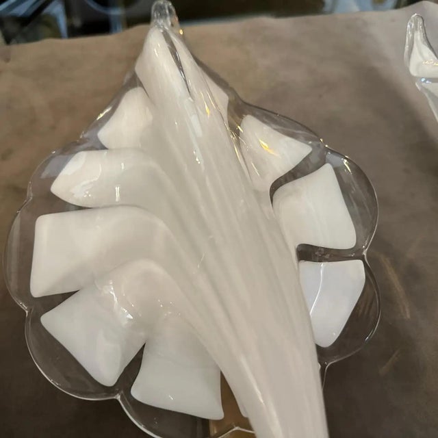 White A 1970s Mid-Century Modern White Murano Glass Leaf Wall Sconce by Franco Luce For Sale - Image 8 of 12