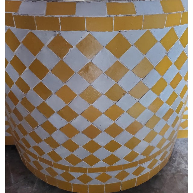 White & Yellow Rafraf Moroccan Mosaic Fountain | Chairish