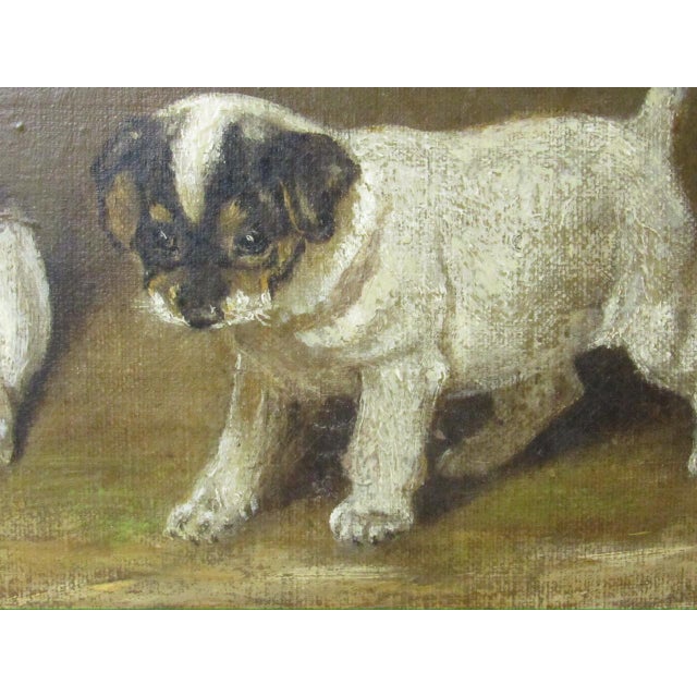 Antique English Painting of Jack Russell Puppies at Play For Sale - Image 9 of 16