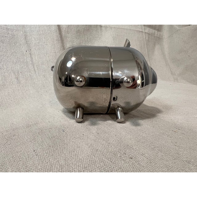 Mid-Century Modern Chrome Metal Piggy Coin Bank For Sale In Denver - Image 6 of 8