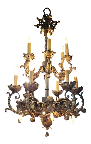 19c French Gilt Bronze 18 Branch Chandelier