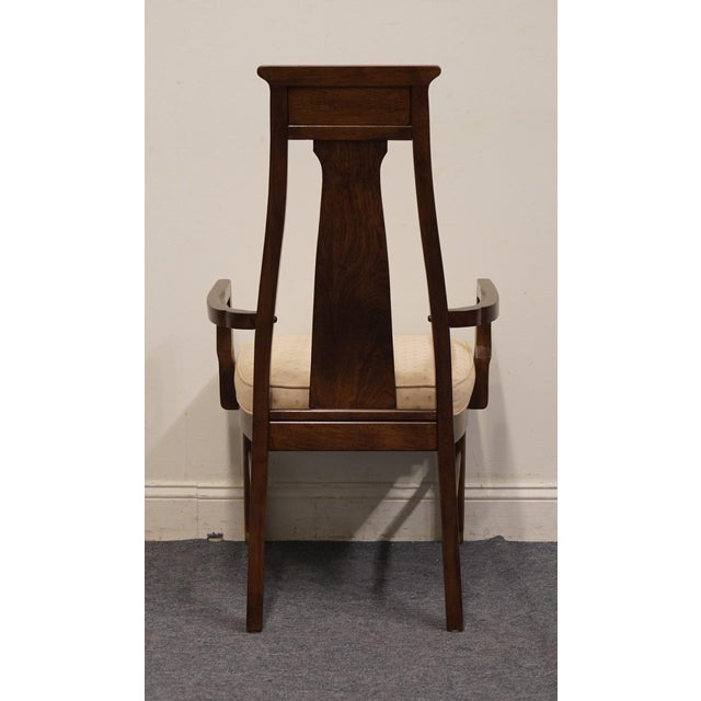 Wood High End Walnut Asian Chinoiserie Dining Arm Chair For Sale - Image 7 of 9