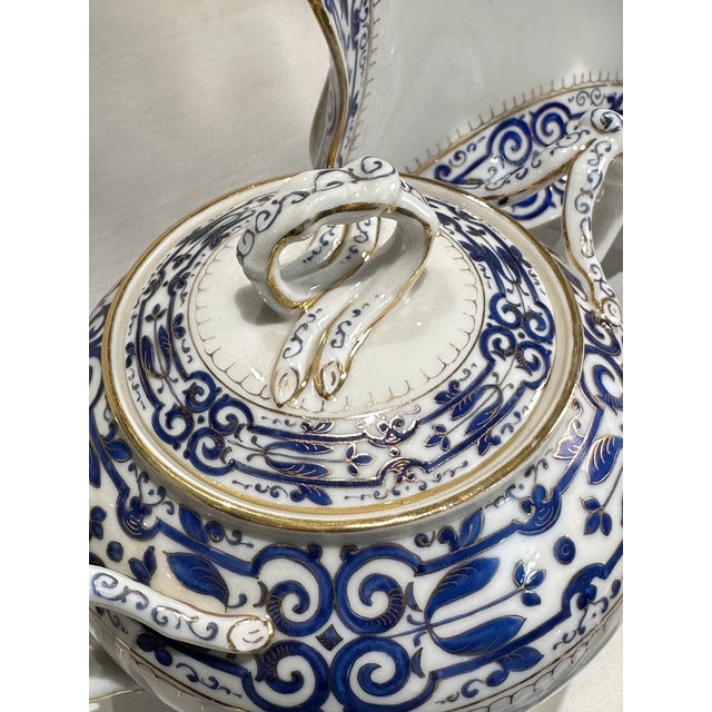 Antique Austrian Porcelain 10 Pc Tea Set Cobalt Blue and Gold, Fischer & Mieg Pirkenhammer For Sale - Image 10 of 12