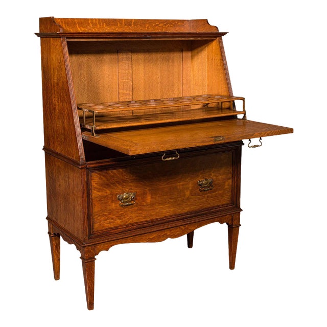 1900s Antique Victorian English Oak Metamorphic Drink Cabinet For Sale