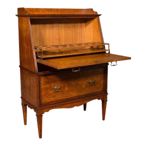 1900s Antique Victorian English Oak Metamorphic Drink Cabinet