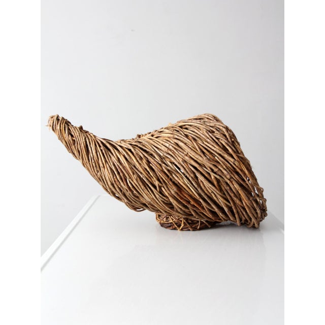 Brown Vintage Woven Cornucopia Basket For Sale - Image 8 of 14