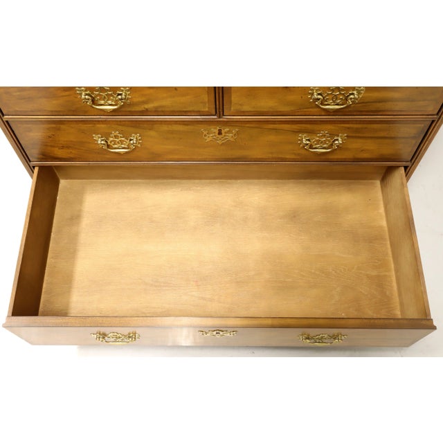 Baker Georgian Walnut Bonnet Top Secretary Desk With Mirrored Blind Bookcase For Sale - Image 12 of 12