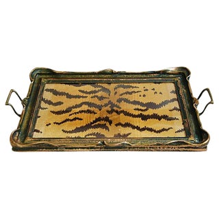 1930s Cocktail Tray, Scalamandré Le Tigre Fabric For Sale