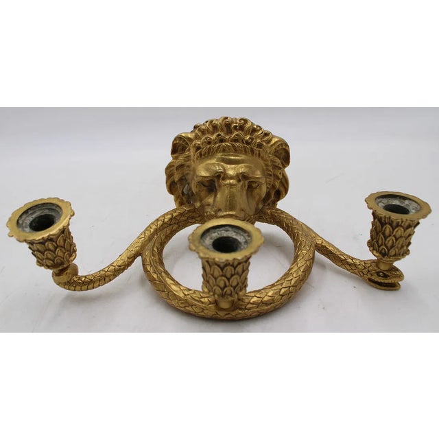1920s Stunning Caldwell Gilt Bronze Lion and Snake Sconces- A Pair For Sale - Image 9 of 9