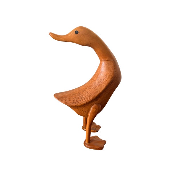 Mid 20th Century Duck Hand-Carved Natural Wooden Duck Sculpture – Organic Modern Folk Art Figurine, Sustainable Bamboo Root Decor For Sale - Image 9 of 17