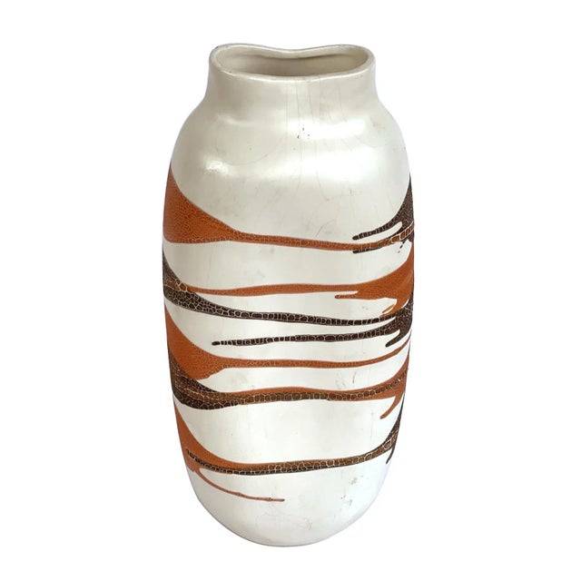 Royal Haeger 1960s Royal Haeger Pottery Vases W Brown & Russet Drip Glaze on Ivory Ground- Set of 5 For Sale - Image 4 of 12