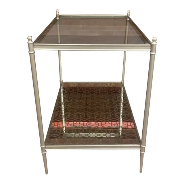 Caracole Modern Clover Leaf Silver Glass & Mirrored Two-Tier Side Table For Sale