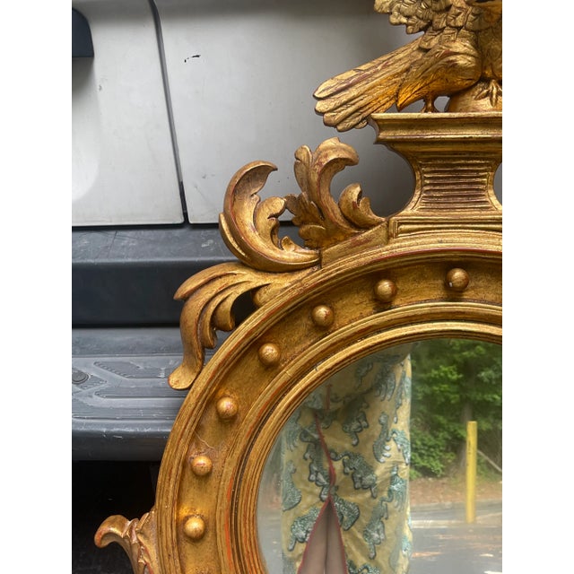 Wood Mid-Century Italian Carved Eagle Giltwood Federal Style Mirror For Sale - Image 7 of 7