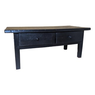 19th Century Rustic Black Painted Coffee Table For Sale