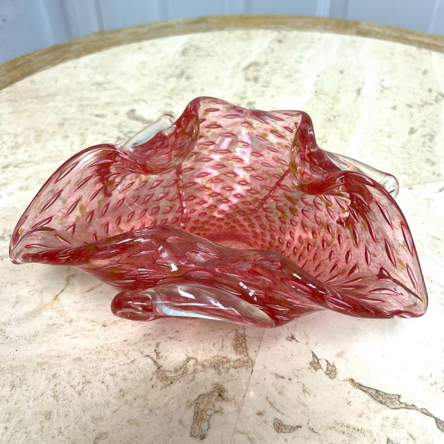 Mid 20th Century Murano Style in Pink With Gold Adventurine Flecks For Sale In Charleston - Image 6 of 10