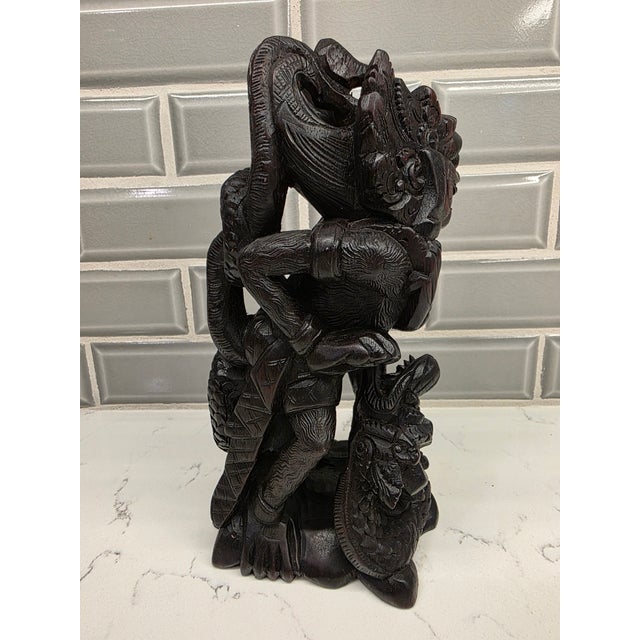 Mid-Century Balinese Macassar Ebony Garuda and Naga Combat Sculpture (Mas, Bali) For Sale - Image 11 of 12