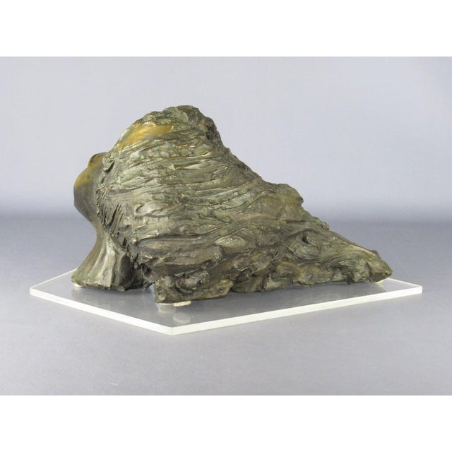 Modern Cast Bronze Head Sculpture of a Woman with Long Hair, 20th Century For Sale - Image 3 of 11