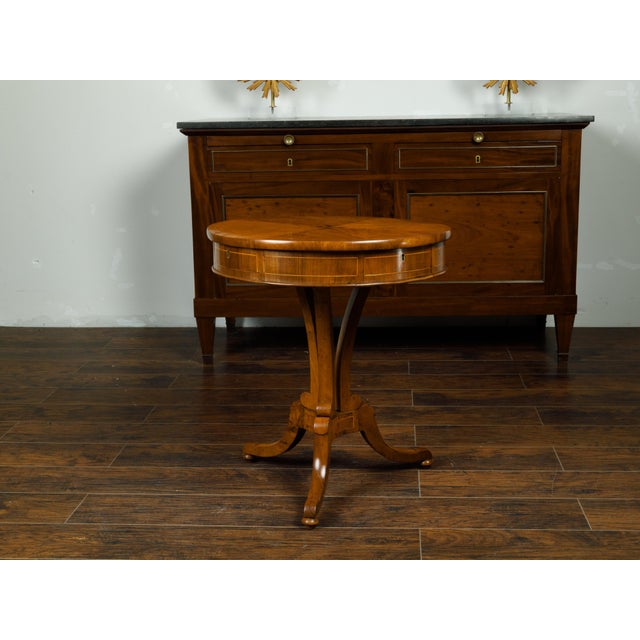 Brown Austrian Biedermeier Period 19th Century Walnut Guéridon with Four Drawers For Sale - Image 8 of 8
