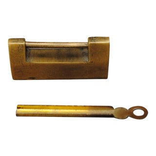 Vintage Chinese Horizontal Brass Lock For Sale