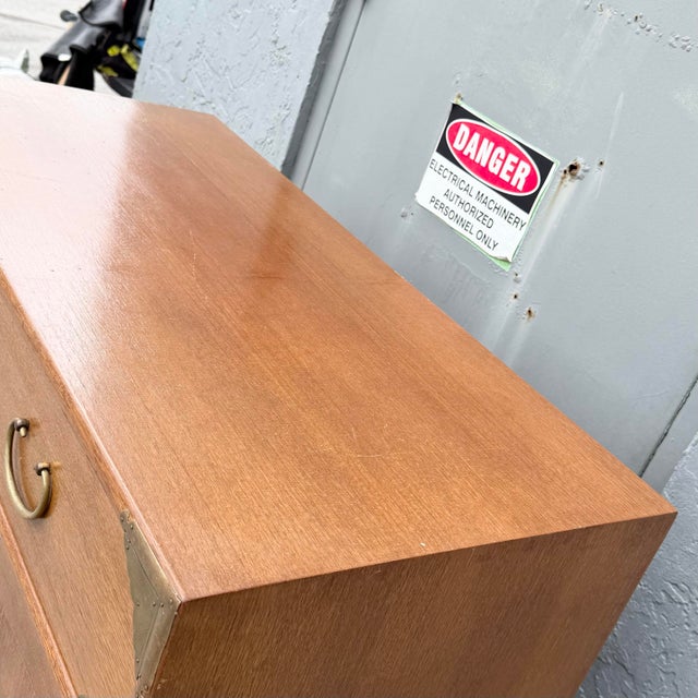 Vintage Chinese Teak and Brass Armoire/Highboy Dresser For Sale - Image 11 of 11