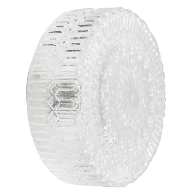 Mid-Century Round Textured Glass Flush Mount For Sale - Image 11 of 12