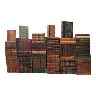 Antique Leather Marbled Gilded Embossing Etchings 1815-1923 Set of 92 For Sale