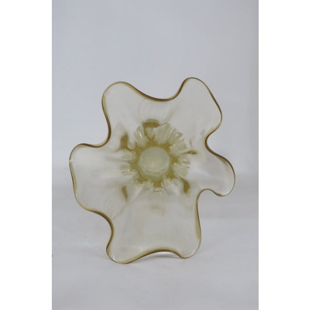 Mid Century Modern Organic Yellow Art Glass Ruffled Rim Handkerchief Vase 4768b For Sale In Miami - Image 6 of 15