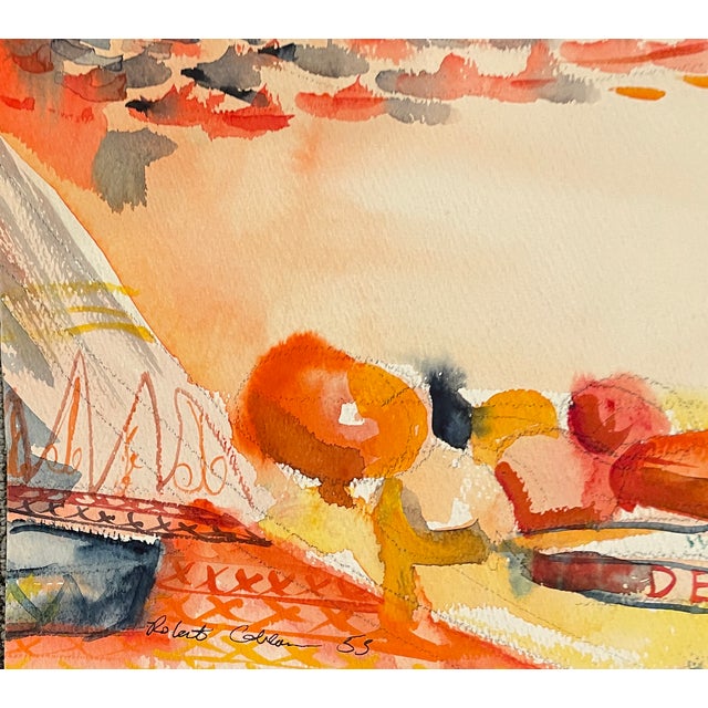 MCM painting on paper by artist Robert Brady Colborne (1931-2002). Singed and dated lower left; with estate stamp on the...