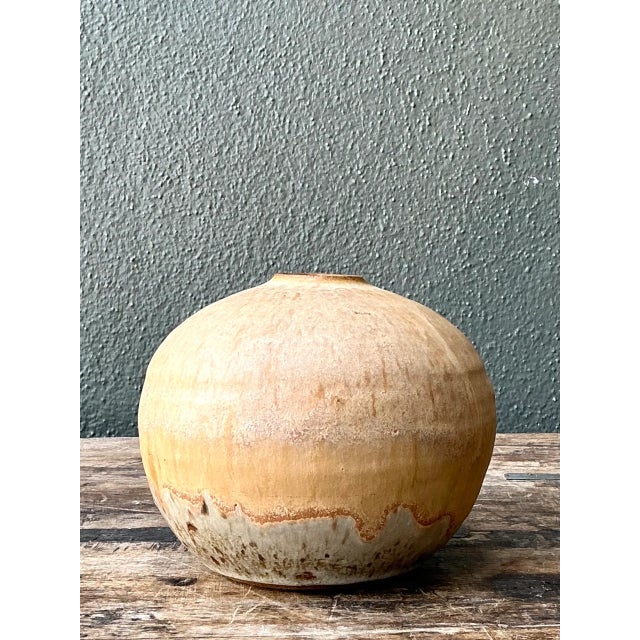 Khaki Vintage Earth Tone Ceramic Vessel For Sale - Image 8 of 12