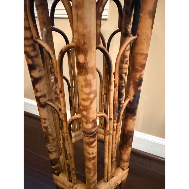 Vintage Hexagonal Tortoise Shell Bamboo Plant Stand Pedestal For Sale - Image 9 of 9