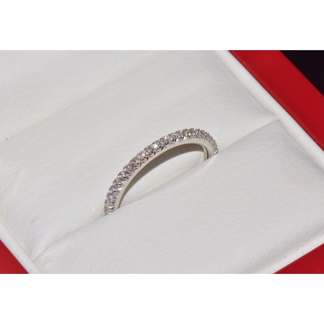 Transparent Authentic James Allen 14k White Gold French Pavé Diamond Wedding Band Ring Size 5 For Sale - Image 8 of 12