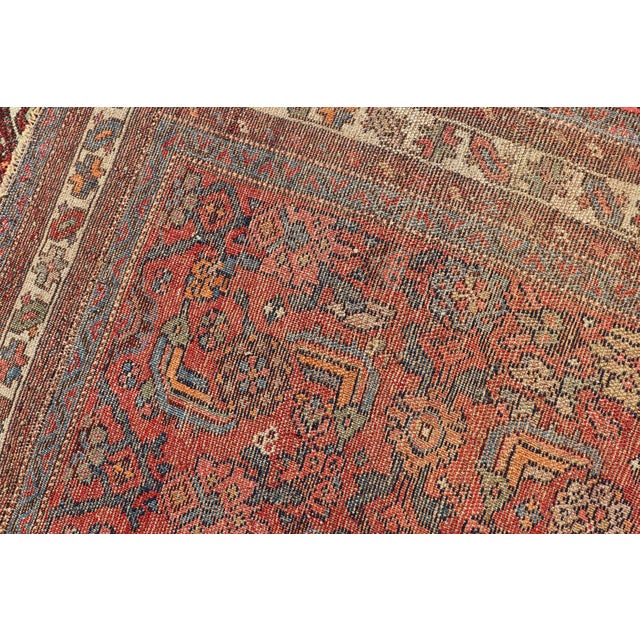 Antique Persian Bidjar Runner With Red Field and Tribal Geometric Design For Sale - Image 12 of 12