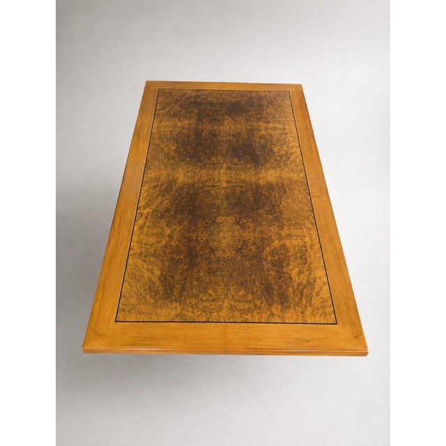 Swedish Grace Mahogany and Birch Burl Marquetry Dining Table, Sweden, 1930s For Sale - Image 3 of 9