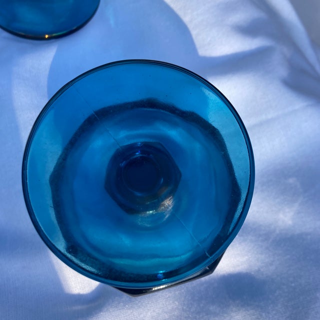 Indiana Glass Company 1980s Indiana Glass Colony Nouveau Riviera Blue Octagon Optic Low Sherbet Glass Dishes- Set of 4 For Sale - Image 4 of 4