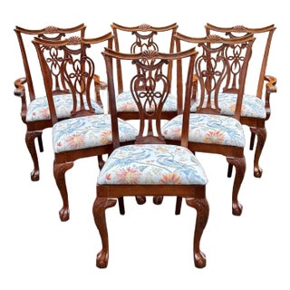 Vintage Pennsylvania House Georgian Ball and Claw Carved Cherry Dining Chairs - Set of 6 For Sale