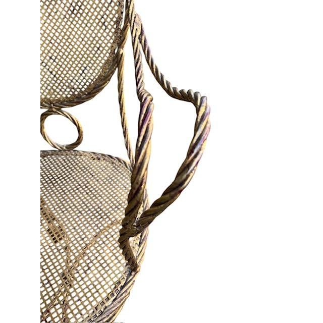 Gold 1950’s Italian Gilt Rope and Tassel Wrought Iron Hollywood Regency Chairs - A Pair For Sale - Image 8 of 12