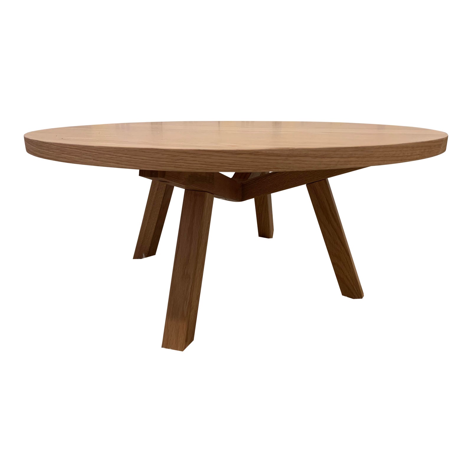 Contemporary Solid White Oak Round Wood Coffee Table Chairish