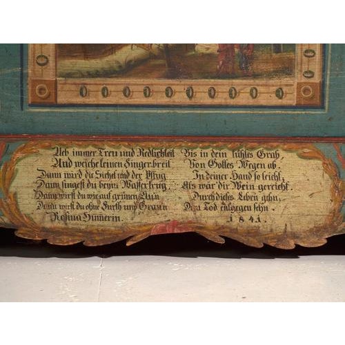 Antique Marriage Chest in Painted Pine, Central Europe, 1841 For Sale - Image 12 of 18