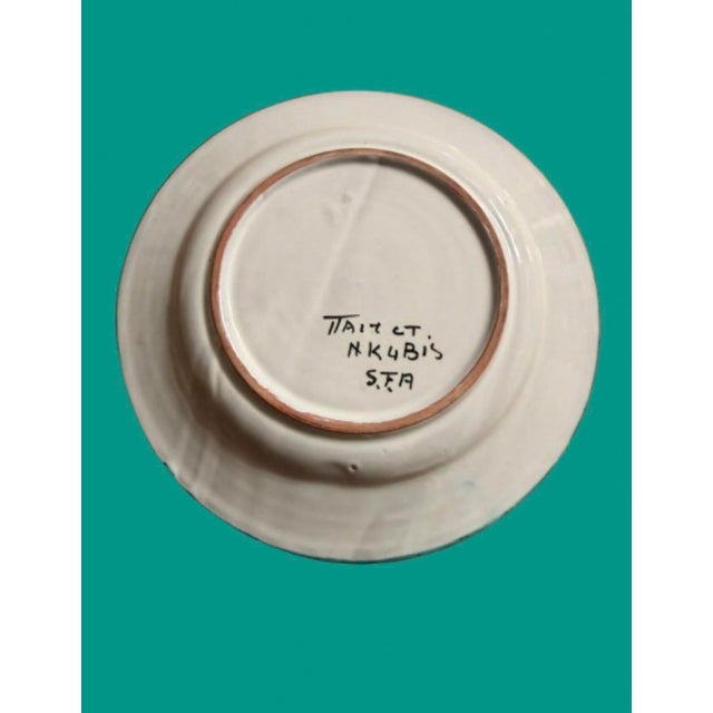 Vintage Italian Hand Painted Ceramic Plates in the Style of Mackenzie - Childs - Sets of 6 For Sale - Image 10 of 10