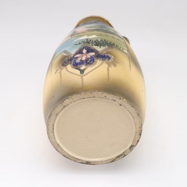 Ceramic Early 20th Century Japanese Meiji Period Hand Painted & Gilt Satsuma Amphora Porcelain Vase For Sale - Image 7 of 8