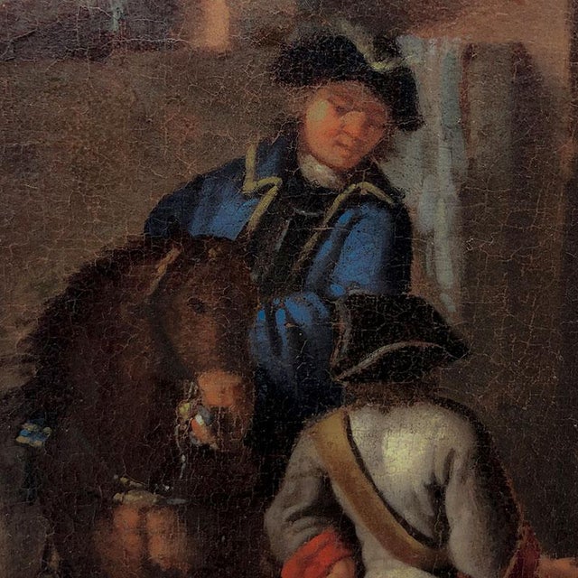 Philips Wouwerman, Knights in Front of a Coaching Inn and Knights and Bathers at a Stream, 1600s, Oil on Canvases, Set of 2 For Sale - Image 7 of 15