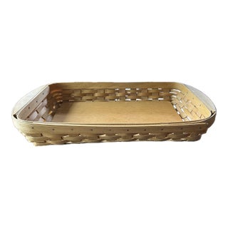 Longaberger Handwoven Oblong Rectangle Basket With Handles Signed 2004 For Sale