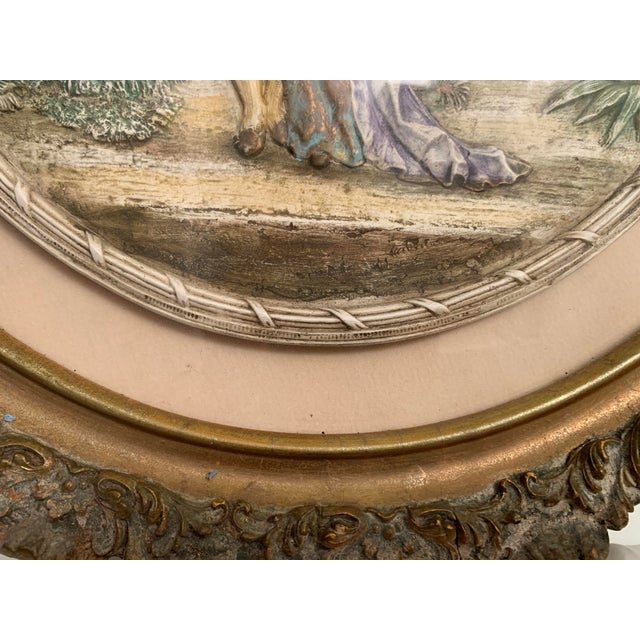 Sculpture Materials Vintage Antique Gold Gilded Romantic Couple Wall Hanging Hand Painted 3d, Wall Decor For Sale - Image 7 of 11